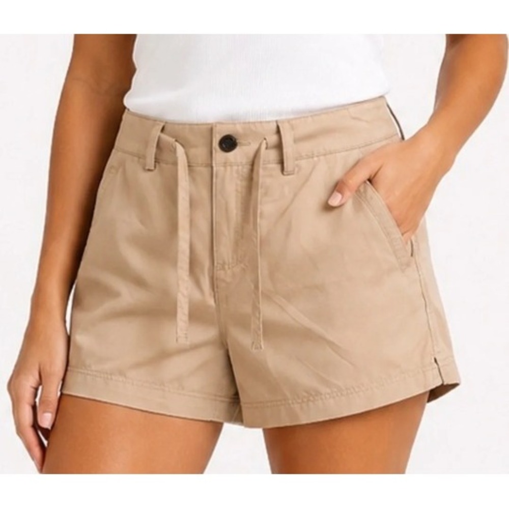 Gorpcore Outdoors Hiking Shorts Women Medium Khaki Tan Drawcord Utility Trail
